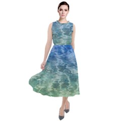 Water Blue Transparent Crystal Round Neck Boho Dress by HermanTelo