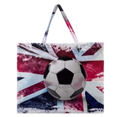Soccer Ball With Great Britain Flag Zipper Large Tote Bag by Vaneshart
