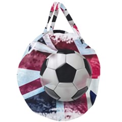 Soccer Ball With Great Britain Flag Giant Round Zipper Tote by Vaneshart