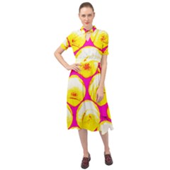 Pop Art Tennis Balls Keyhole Neckline Chiffon Dress by essentialimage