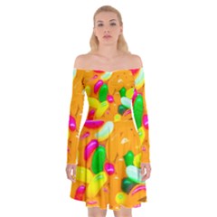 Vibrant Jelly Bean Candy Off Shoulder Skater Dress by essentialimage