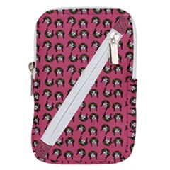 Retro Girl Daisy Chain Pattern Pink Belt Pouch Bag (small) by snowwhitegirl