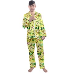 Ubrs Yellow Men s Satin Pajamas Long Pants Set by Rokinart