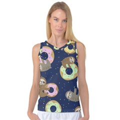Cute Sloth With Sweet Doughnuts Women s Basketball Tank Top by Sobalvarro