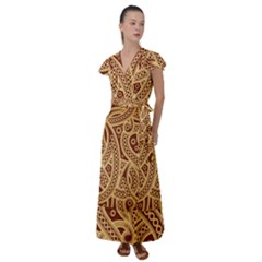 Fine Pattern Flutter Sleeve Maxi Dress by Sobalvarro