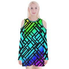 Background Texture Colour Velvet Long Sleeve Shoulder Cutout Dress by HermanTelo