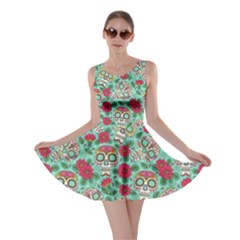 Mexican Sugar Skull And Flower Skater Dress by trulycreative