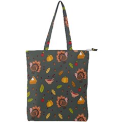 Thanksgiving Turkey Pattern Double Zip Up Tote Bag by Valentinaart