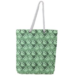 Pattern Texture Feet Dog Green Full Print Rope Handle Tote (large) by HermanTelo