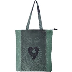 Elegant Heart With Piano And Clef On Damask Background Double Zip Up Tote Bag by FantasyWorld7