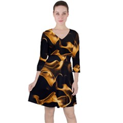 Can Walk On Volcano Fire, Black Background Ruffle Dress by picsaspassion