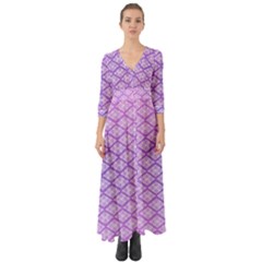 Pattern Texture Geometric Purple Button Up Boho Maxi Dress by Mariart