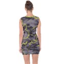 Marble light gray with green lime veins texture floor background retro neon 80s style neon colors print luxuous real marble Lace Up Front Bodycon Dress View2