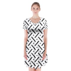 Design Repeating Seamless Pattern Geometric Shapes Scrapbooking Short Sleeve V-neck Flare Dress by Vaneshart