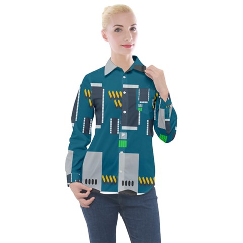 Amphisbaena Two Platform Dtn Node Vector File Women s Long Sleeve Pocket Shirt by Sapixe