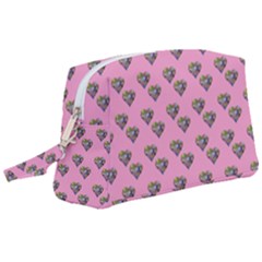 Patchwork Heart Pink Wristlet Pouch Bag (large) by snowwhitegirl