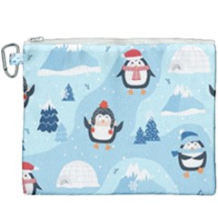 Christmas Seamless Pattern With Penguin Canvas Cosmetic Bag (xxxl) by Vaneshart