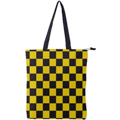 Checkerboard Pattern Black And Yellow Ancap Libertarian Double Zip Up Tote Bag by snek