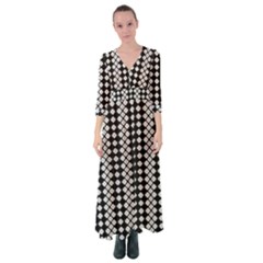 White Plaid Texture Button Up Maxi Dress by Mariart