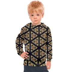 Pattern Stained Glass Triangles Kids  Hooded Pullover by HermanTelo