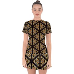 Pattern Stained Glass Triangles Drop Hem Mini Chiffon Dress by HermanTelo