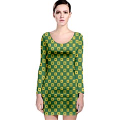 Df Green Domino Long Sleeve Bodycon Dress by deformigo