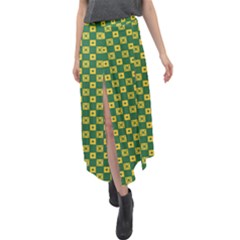 Df Green Domino Velour Split Maxi Skirt by deformigo