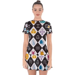 Zodiac Astrology Horoscope Drop Hem Mini Chiffon Dress by HermanTelo