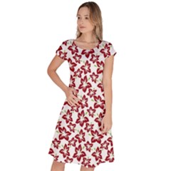 Cute Flowers - Carmine Red White Classic Short Sleeve Dress by FashionBoulevard