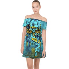 Flower Island And A Horizon Off Shoulder Chiffon Dress by pepitasart