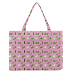 Green Elephant Pattern Pink Zipper Medium Tote Bag by snowwhitegirl