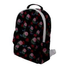 Dark Floral Butterfly Black Flap Pocket Backpack (large) by snowwhitegirl