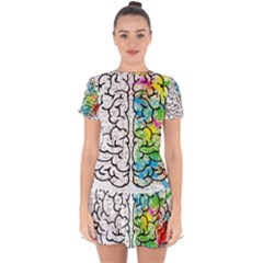 Brain Mind Psychology Idea Drawing Drop Hem Mini Chiffon Dress by Wegoenart