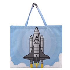 Rocket Shuttle Spaceship Science Zipper Large Tote Bag by Wegoenart
