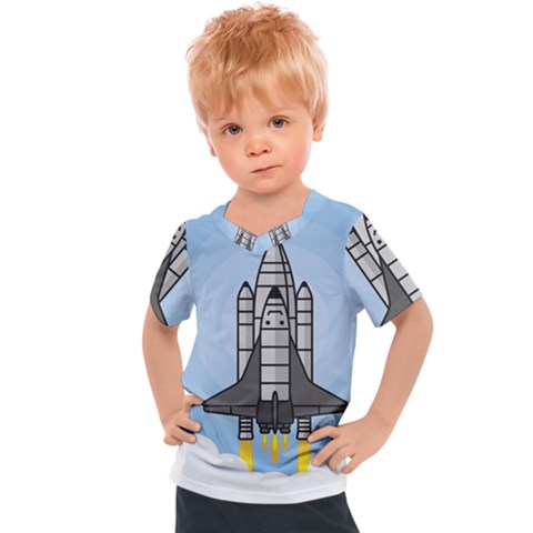 Rocket Shuttle Spaceship Science Kids  Sports Tee by Wegoenart