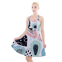 Seamless Pattern With Fruits Halter Party Swing Dress  by Nexatart