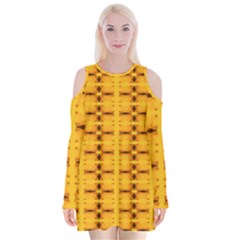 Digital Illusion Velvet Long Sleeve Shoulder Cutout Dress by Sparkle