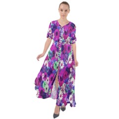 Fantasy Garden Purple Waist Tie Boho Maxi Dress by retrotoomoderndesigns