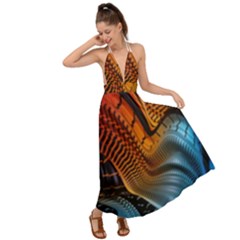 3d Rainbow Choas Backless Maxi Beach Dress by Sparkle