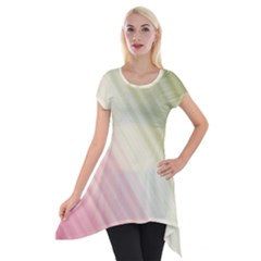 Pink Green Short Sleeve Side Drop Tunic by Sparkle