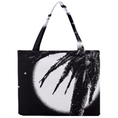Black And White Tropical Moonscape Illustration Mini Tote Bag by dflcprintsclothing