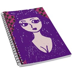 Purple Cat Ear Hat Girl Floral Wall 5 5  X 8 5  Notebook by snowwhitegirl