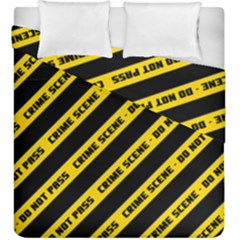 Warning Colors Yellow And Black - Police No Entrance 2 Duvet Cover Double Side (king Size) by DinzDas