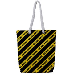 Warning Colors Yellow And Black - Police No Entrance 2 Full Print Rope Handle Tote (small) by DinzDas