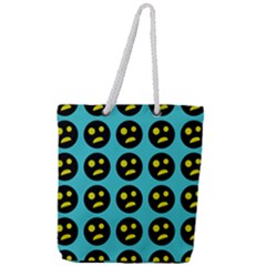 005 - Ugly Smiley With Horror Face - Scary Smiley Full Print Rope Handle Tote (large) by DinzDas