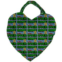 Game Over Karate And Gaming - Pixel Martial Arts Giant Heart Shaped Tote by DinzDas