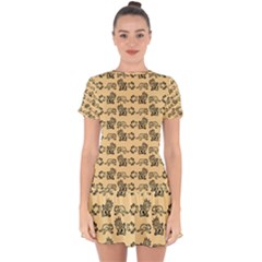 Inka Cultur Animal - Animals And Occult Religion Drop Hem Mini Chiffon Dress by DinzDas