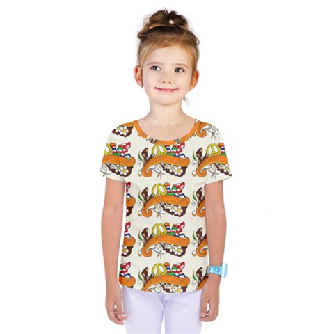 Love And Flowers And Peace Fo All Hippies Kids  One Piece Tee by DinzDas