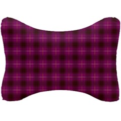Dark Purple, Violet Tartan, Buffalo Plaid Like Pattern Seat Head Rest Cushion by Casemiro