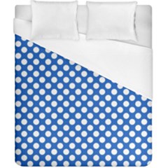 Pastel Blue, White Polka Dots Pattern, Retro, Classic Dotted Theme Duvet Cover (california King Size) by Casemiro